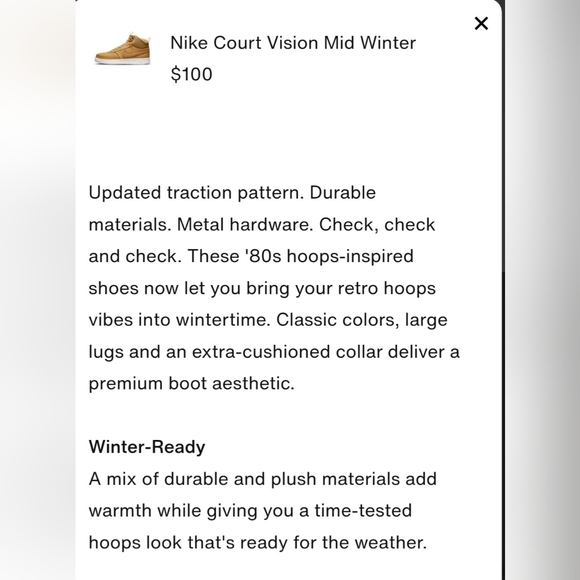 Nike Court Vision Winter Mid-top Sneakers Sz9 Elemental Gold - Picture 6 of 8